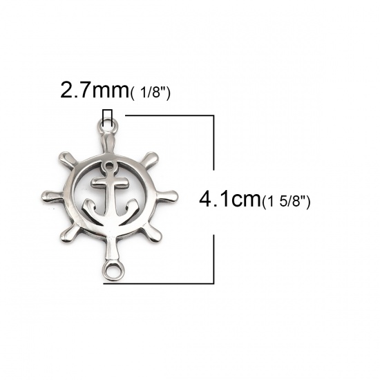 Immagine di 316 Acciaio inossidabile Colata Connettore Timone Tono Argento Ancora 4.1cm x 3cm, 1 Pz