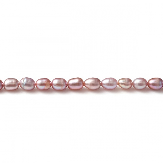 Immagine di Naturale Perla Perline Ovale Colore Viola 8mm x 7mm - 7mm x 6mm, Lunghezza: 36cm, 5 Fili (Circa 50 Pz/Treccia)