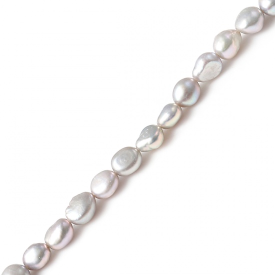 Immagine di Naturale Perla Perline Irregolare Grigio 7mm x 6mm - 6mm x 5mm, Lunghezza: 36cm, 5 Fili (Circa 60 Pz/Treccia)