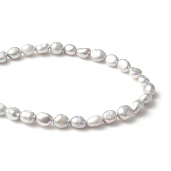 Picture of Natural Pearl Beads Irregular Gray 7mm x 6mm - 6mm x 5mm, 36cm long, 5 Strands (Approx 60 PCs/Strand)