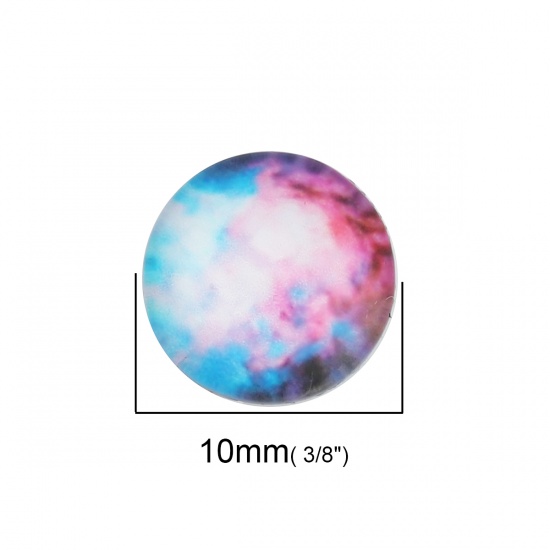 Picture of Glass Dome Seals Cabochon Round Flatback At Random Galaxy Universe Pattern 10mm( 3/8") Dia, 40 PCs