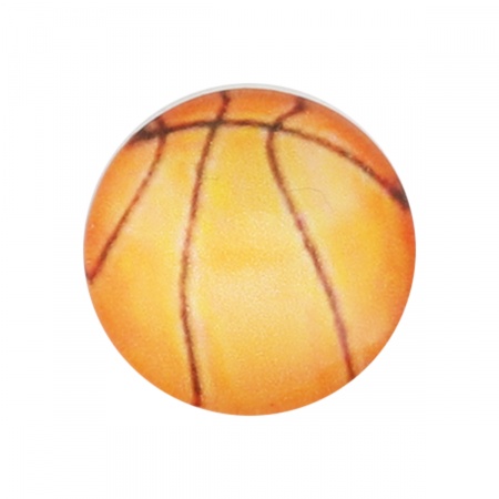 Glass Dome Seals Cabochon Round Flatback Orange Basketball Pattern 12mm( 4/8") Dia, 40 PCs