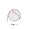 Изображение Стеклянные Газоплотный Кабошон Круглые, Белый с узором бейсбол 12мм диаметр, 40 ШТ