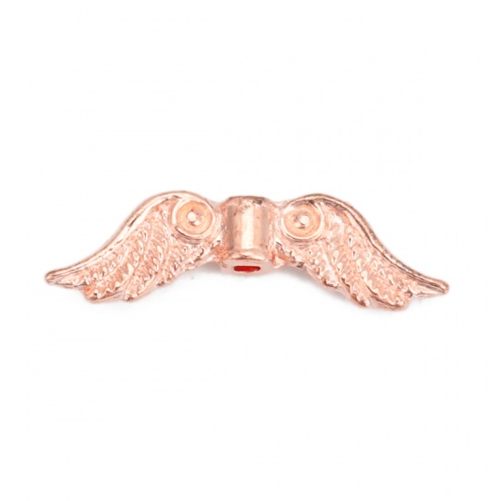 Picture of Zinc Based Alloy Spacer Beads Wing Rose Gold 23mm x 7mm, Hole: Approx 1.2mm, 100 PCs