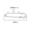 合金 ブローチパーツ シルバートーン ループ付き 50mm x 16mm、 10 個 の画像
