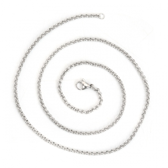 Bild von 304 Edelstahl Erbskette Kette Halskette Silberfarbe 50cm lang, Kettengröße: 2.6mm, 1 Strang