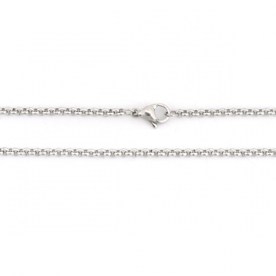 Picture of 304 Stainless Steel Rolo Chain Necklace Silver Tone 50cm(19 5/8") long, Chain Size: 2.6mm Dia., 1 Piece