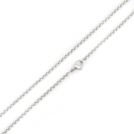 Picture of 304 Stainless Steel Rolo Chain Necklace Silver Tone 50cm(19 5/8") long, Chain Size: 2.6mm Dia., 1 Piece