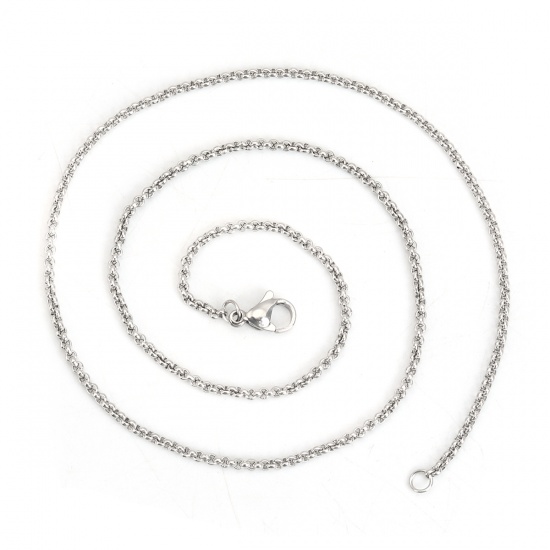 Bild von 304 Edelstahl Erbskette Kette Halskette Silberfarbe 45.5cm lang, Kettengröße: 2mm, 1 Strang
