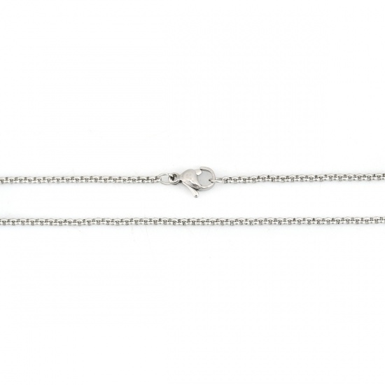 Bild von 304 Edelstahl Erbskette Kette Halskette Silberfarbe 45.5cm lang, Kettengröße: 2mm, 1 Strang
