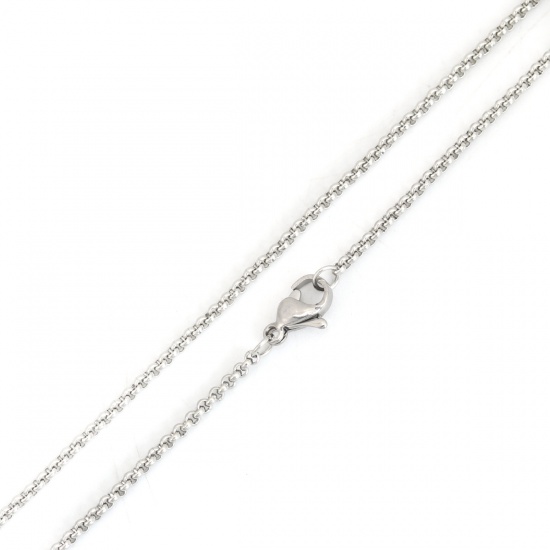 Picture of 304 Stainless Steel Rolo Chain Necklace Silver Tone 45.5cm(17 7/8") long, Chain Size: 2mm Dia., 1 Piece