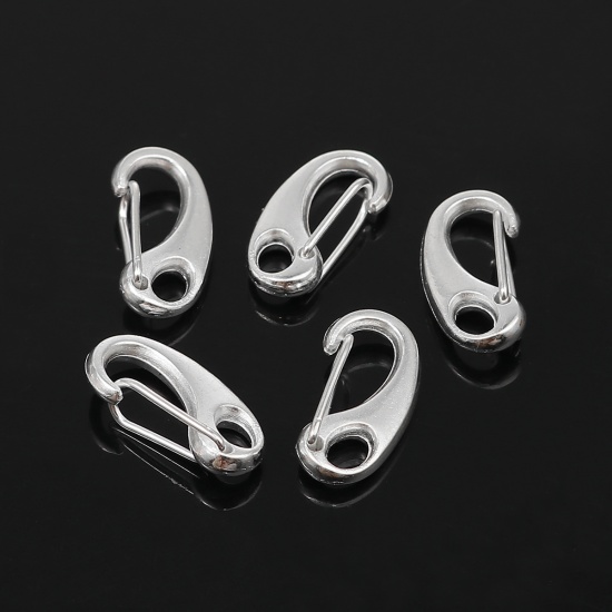 Picture of Zinc Based Alloy Lobster Clasp Findings Silver Plated 16mm x 8mm, 20 PCs