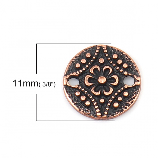Picture of Zinc Based Alloy Connectors Round Antique Copper Flower 11mm Dia, 50 PCs