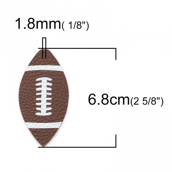Picture of PU Leather Sport Pendants Football Dark Coffee 6.8cm x 3.3cm, 5 PCs