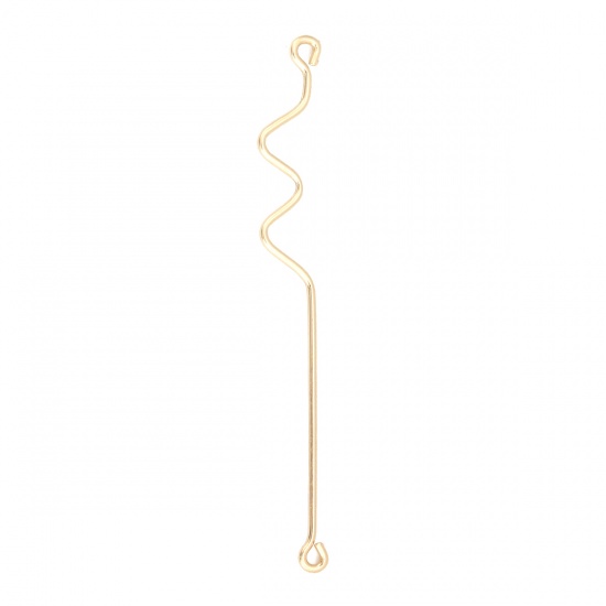 Imagen de Latón Conectores Curva Chapado en Oro 51mm x 6mm, 10 Unidades