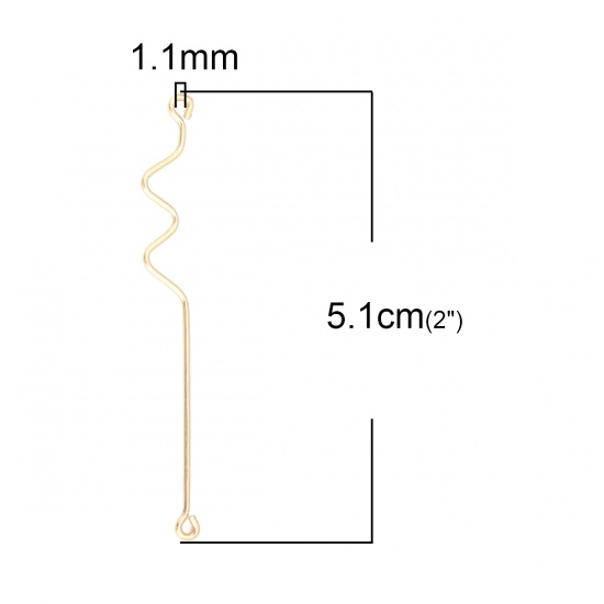 Imagen de Latón Conectores Curva Chapado en Oro 51mm x 6mm, 10 Unidades