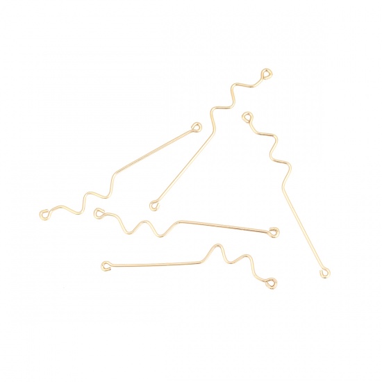 Imagen de Latón Conectores Curva Chapado en Oro 51mm x 6mm, 10 Unidades