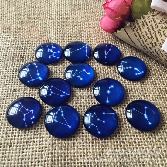Picture of Glass Dome Seals Cabochon Round Flatback At Random Constellation Pattern 10mm Dia, 100 PCs