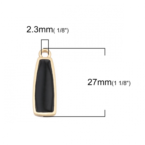 Picture of Zinc Based Alloy Charms Trapezoid Gold Plated Black Enamel 27mm x 9mm, 10 PCs