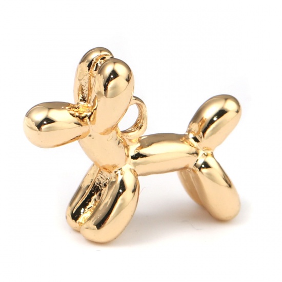 Picture of 140 PCs Brass Pet Memorial Charms Real Gold Plated Dog Animal 3D 16mm x 13mm
