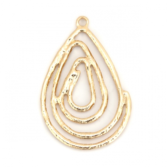 Picture of Zinc Based Alloy Pendants Drop Gold Plated Spiral 37mm x 24mm, 10 PCs