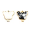 Picture of Zinc Based Alloy Enamelled Sequins Connectors Butterfly Animal Gold Plated White 18mm x 18mm, 10 PCs