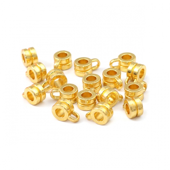 Immagine di Lega di Zinco Perline Bails Perline Cilindrico Oro Placcato 9mm x 6mm, 100 Pz