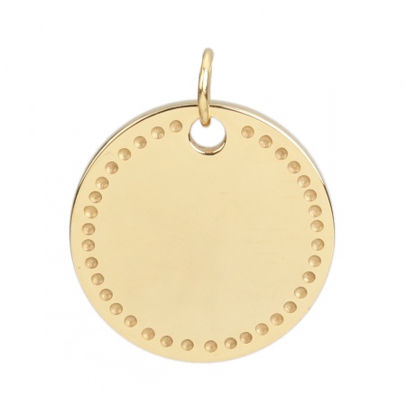 Stainless Steel Blank Stamping Tags Charms Round Disc Gold Plated Double-sided Polishing 24mm x 20mm, 2 PCs