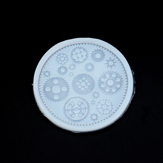 Immagine di Silicone Muffa della Resina per Gioielli Rendendo Tondo Bianco Ingranaggio 10.3cm Dia. 1 Pz