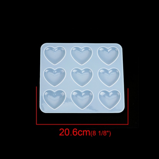Immagine di Silicone Muffa della Resina per Gioielli Rendendo Rettangolo Bianco Cuore 20.6cm x 18.2cm, 1 Pz