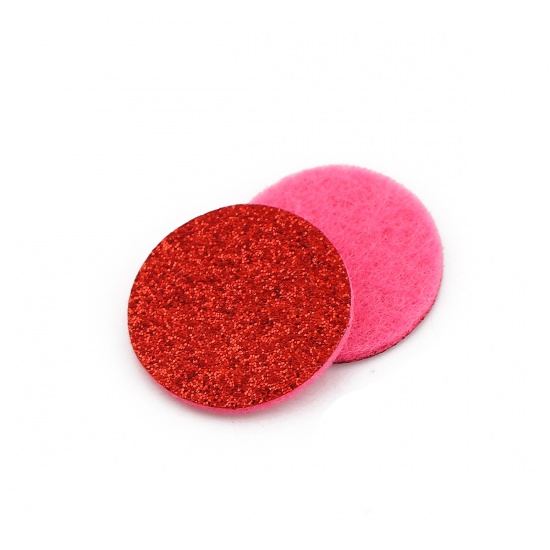 Picture of Nonwovens Felt Oil Diffuser Pads Round Red Glitter 23mm Dia., 20 PCs