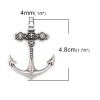 Picture of 304 Stainless Steel Casting Pendants Anchor Antique Silver Color Skull 48mm x 37mm, 1 Piece