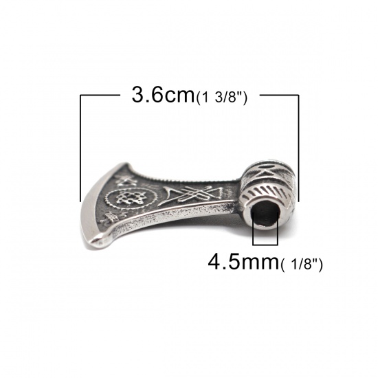 Picture of 304 Stainless Steel Casting Pendants Knife Antique Silver Color 36mm x 33mm, 1 Piece