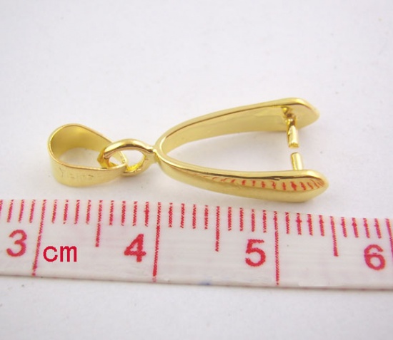 Immagine di Ottone Ganci per Ciondoli Oro Placcato 25mm x 8mm, 10 Pz                                                                                                                                                                                                      