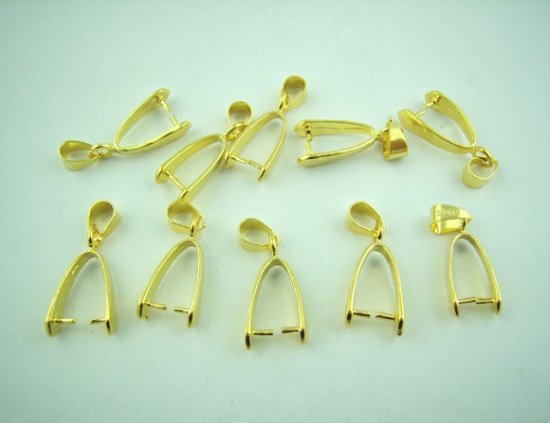 Immagine di Ottone Ganci per Ciondoli Oro Placcato 25mm x 8mm, 10 Pz                                                                                                                                                                                                      