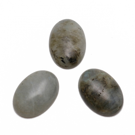 Picture of (Grade A) Spectrolite ( Natural ) Dome Seals Cabochon Oval French Gray 25mm x 18mm, 5 PCs