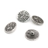 Picture of Zinc Based Alloy Metal Sewing Shank Buttons Round Antique Silver Color Flower Carved 19mm x 18mm, 20 PCs