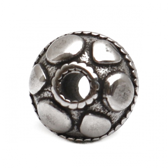 Image de Perles en 304 Acier Inoxydable Rond Argent Vieilli Goutte d'Eau env. 9mm Dia., Trou: env. 2.3mm, 1 Pièce
