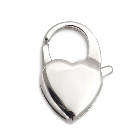 Bild von 304 Edelstahl Karabinerverschluss Herz Silberfarbe 16mm x 11mm, 1 Stück