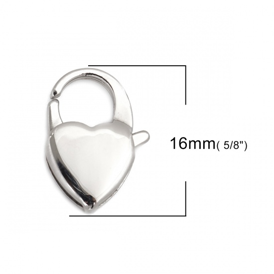 Immagine di 304 Acciaio Inossidabile Fibbia Aragosta Cuore Tono Argento 16mm x 11mm, 1 Pz