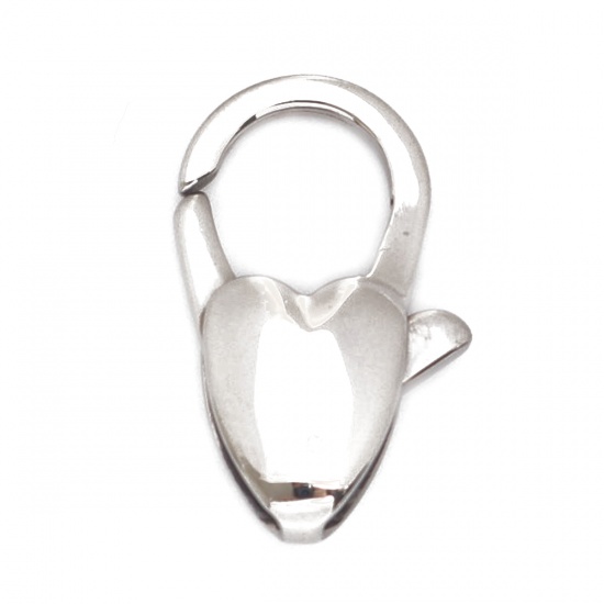 Immagine di 304 Acciaio Inossidabile Fibbia Aragosta Cuore Tono Argento 20mm x 13mm, 1 Pz