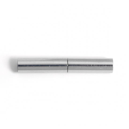 Immagine di 304 Acciaio Inossidabile Connettore di Collana Cilindrico Tono Argento 21mm x 3mm, 1 Pz