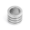 304ステンレス鋼 鋳造 ビーズ 円筒形 シルバートーン 彫刻 縞模様 10mm x 8mm、 穴：約 6.6mm、 1 個 の画像