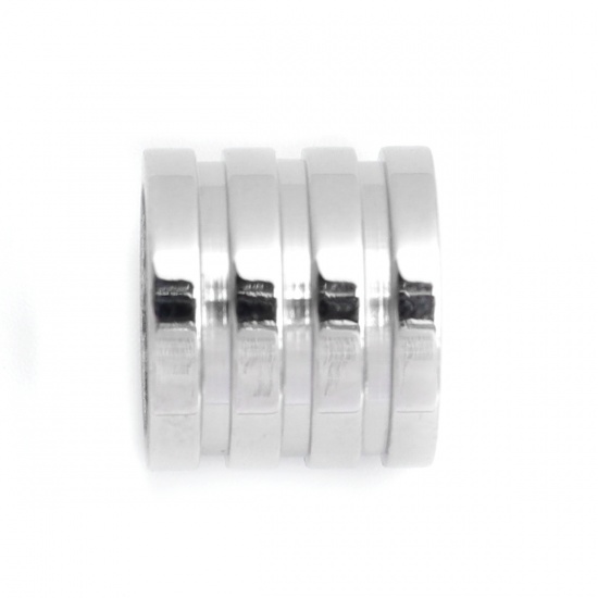 Imagen de 304 Acero Inoxidable Fundición Cuentas Cilíndrico Tono de Plata Raya 11mm x 10mm, Agujero: Aprox 8.7mm, 1 Unidad
