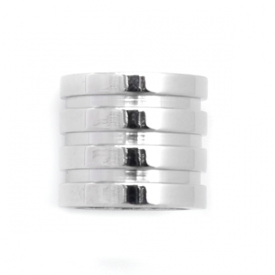 Imagen de 304 Acero Inoxidable Fundición Cuentas Cilíndrico Tono de Plata Raya 11mm x 10mm, Agujero: Aprox 8.7mm, 1 Unidad