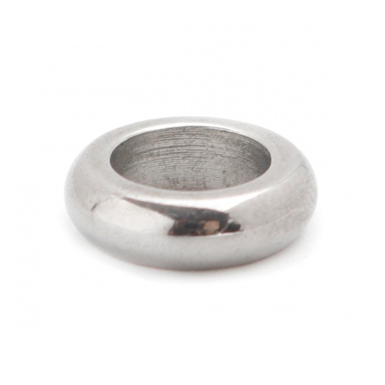Bild von 304 Edelstahl Guss Perlen Zylinder Silberfarbe 10mm x 3mm, Loch: ca. 6.2mm, 1 Stück