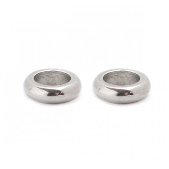 Bild von 304 Edelstahl Guss Perlen Zylinder Silberfarbe 10mm x 3mm, Loch: ca. 6.2mm, 1 Stück