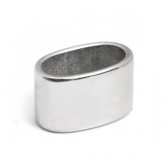 Image de Perles Coulées en 304 Acier Inoxydable Colonne Argent Mat Ovale 12mm x 8mm, Trou: env. 10mm x 5.4mm, 1 Pièce