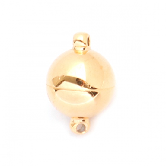Picture of 304 Stainless Steel Magnetic Clasps Round Gold Plated 15mm x 10mm, 1 Piece