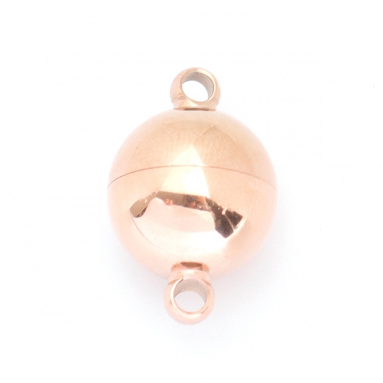 Picture of 304 Stainless Steel Magnetic Clasps Round Rose Gold 22mm x 14mm, 1 Piece